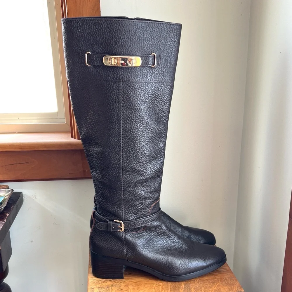 Coach Sullivan Riding Safari Chestnut Pebbled Leather Boots Brown Size 9.5 - Picture 3 of 12